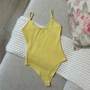 Yellow Ribbed Bodysuit
